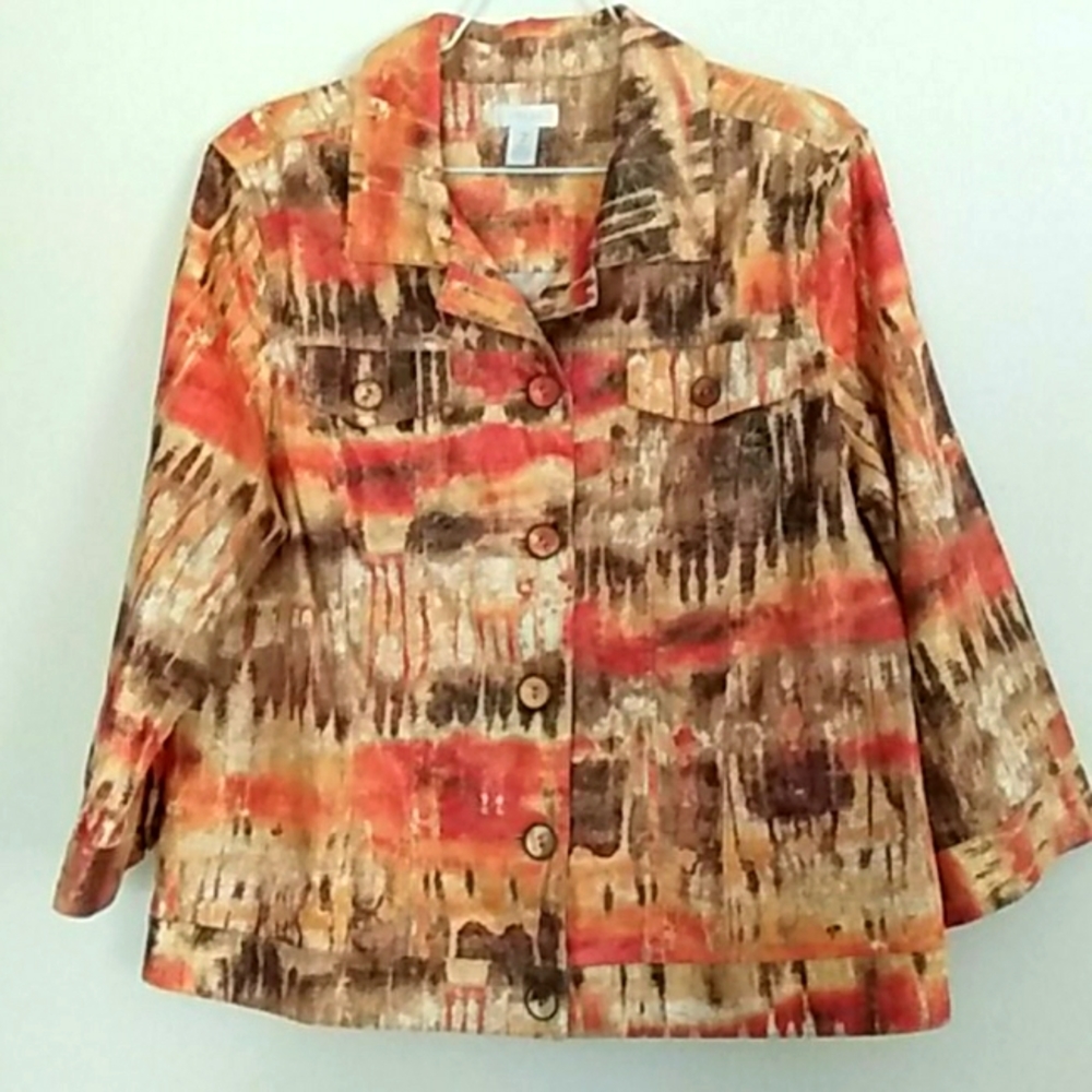 Chico's SZ 2 (L). Women's Jacket Shiny Multicolor